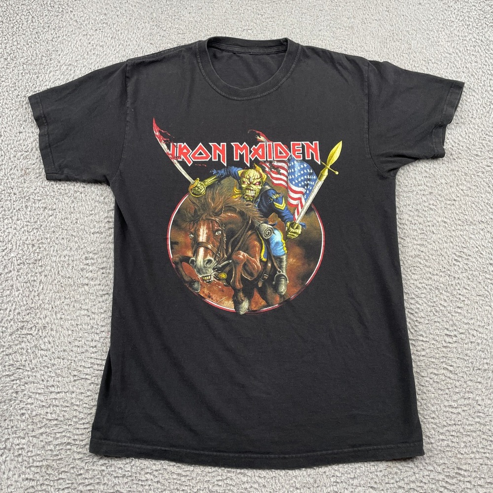 Iron Maiden T-Shirt Mens M Black The Trooper Eddie Graphic Short Sleeve Rock Tee
